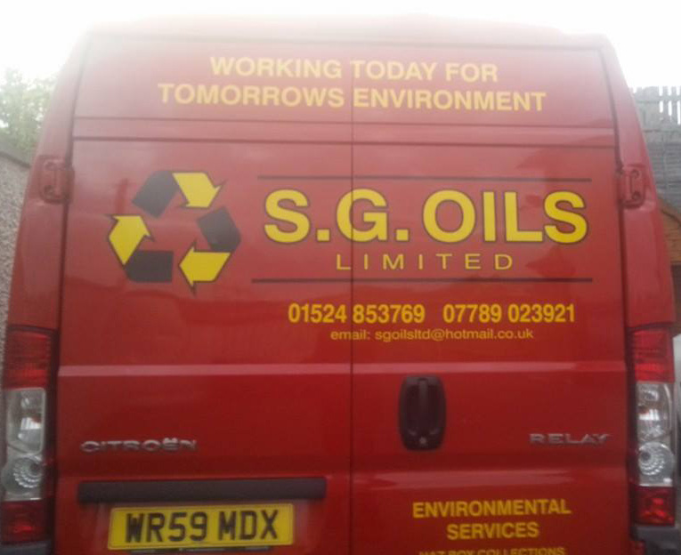 S G Oils waste removal van
